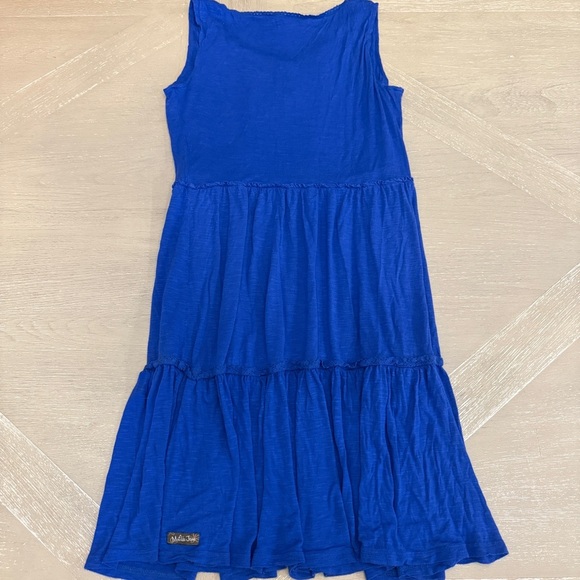 Matilda Jane Fit & Flare Dress Womens Large Blue Tiered Sleeveless Lace Trim - Picture 7 of 7